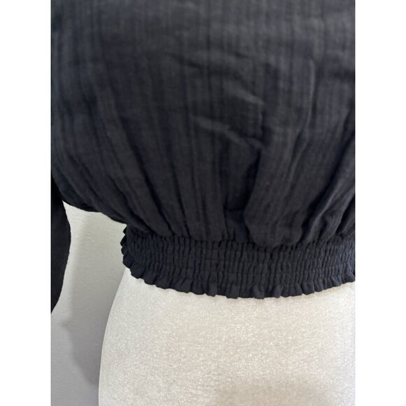 Sea Level Swim Australia Sunset Crop Blouse Gauzy Size XS Black - Picture 3 of 14